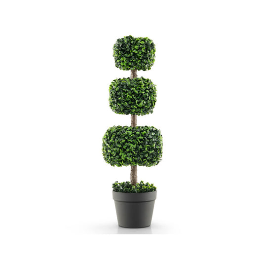 35'' Artificial Boxwood Topiary Ball Tree with Cement Pot