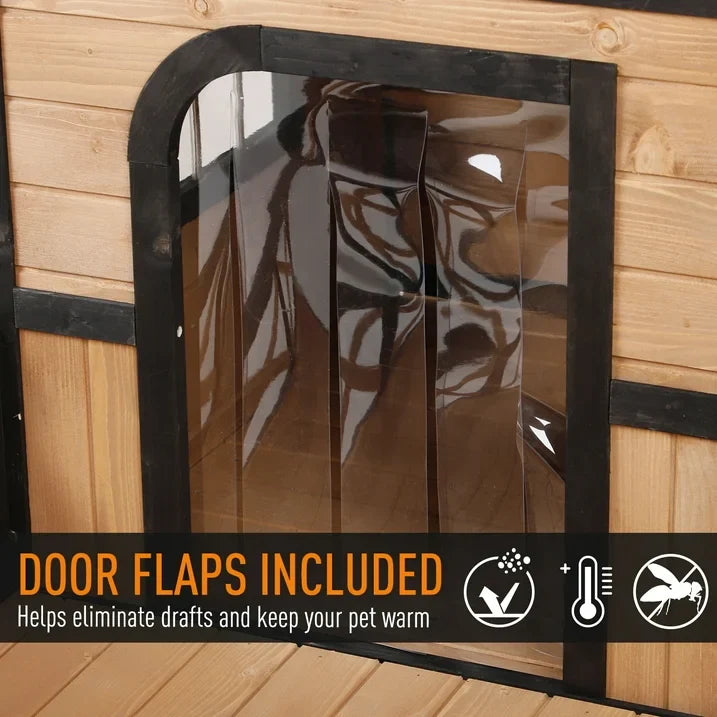 Pawhut Wooden Large Dog House, Perfect for the Porch or Deck and Includes Bottom Slide-Out Tray, 59" L, Natural 4.2 stars out of 51 reviews (4.2)| 51 ratings