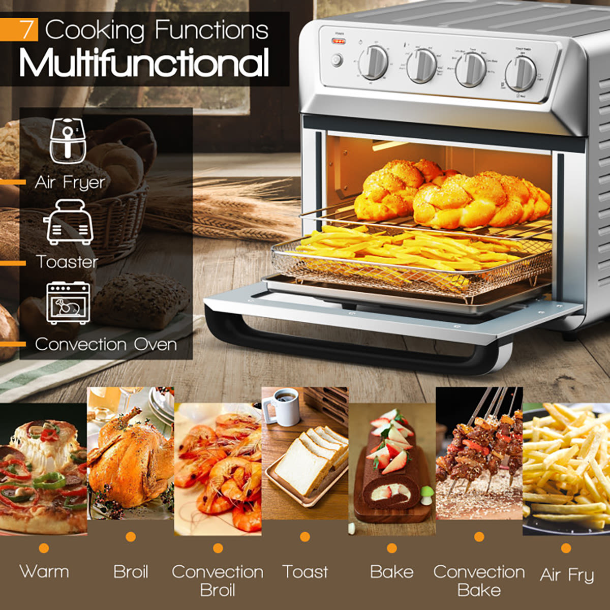 7-in-1 Professional Convection Air Fryer Toaster Oven