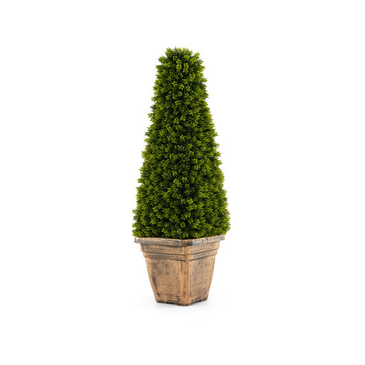 3' Artificial Boxwood Topiary Tree with Cement Flowerpot