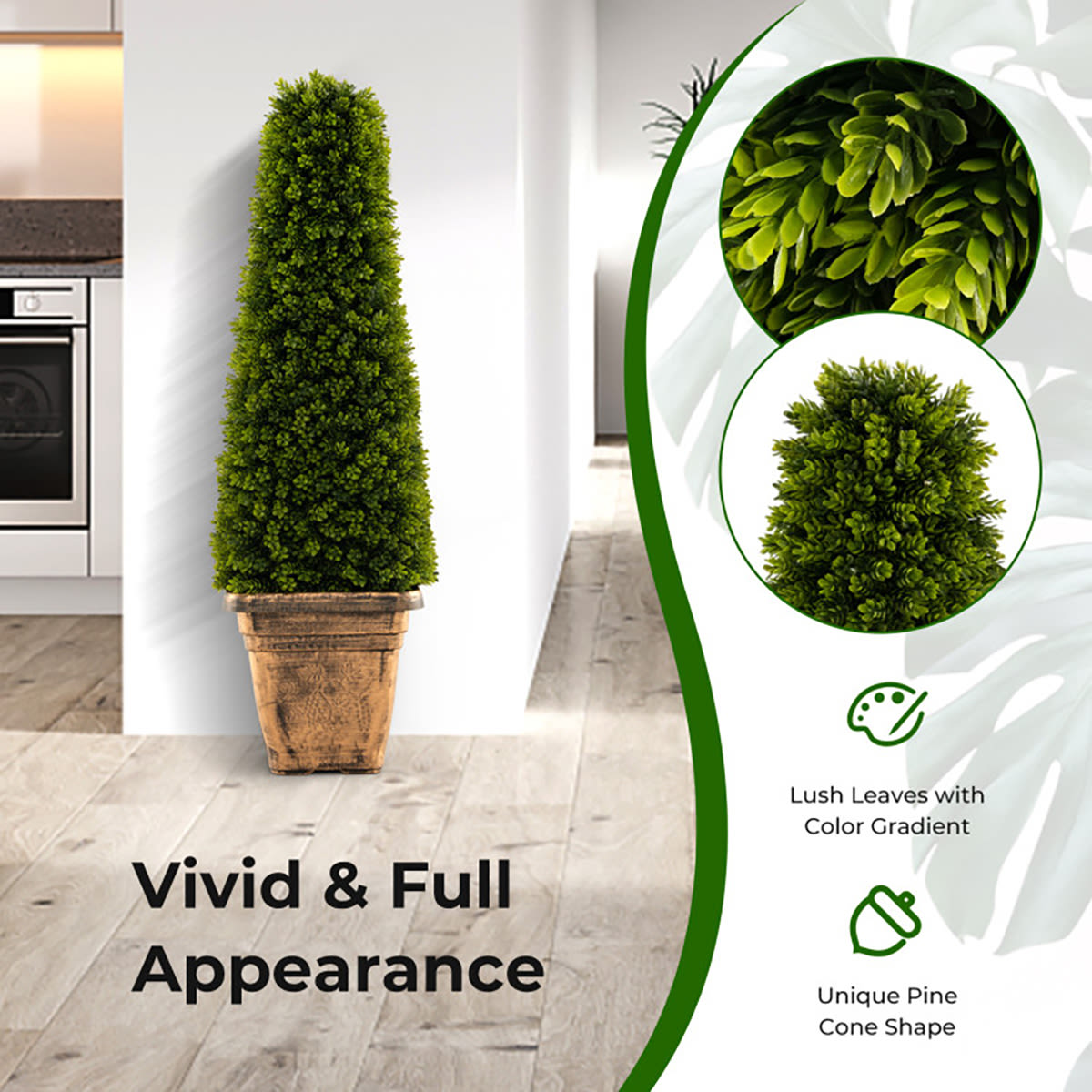 3' Artificial Boxwood Topiary Tree with Cement Flowerpot