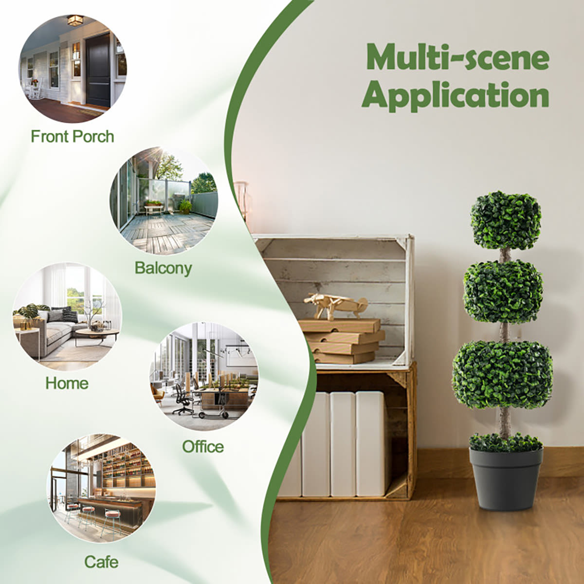 35'' Artificial Boxwood Topiary Ball Tree with Cement Pot