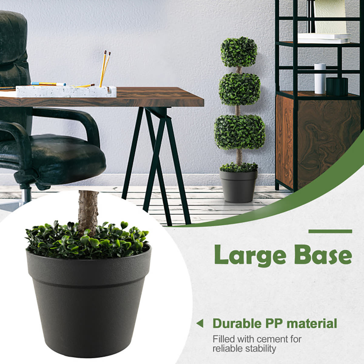 35'' Artificial Boxwood Topiary Ball Tree with Cement Pot