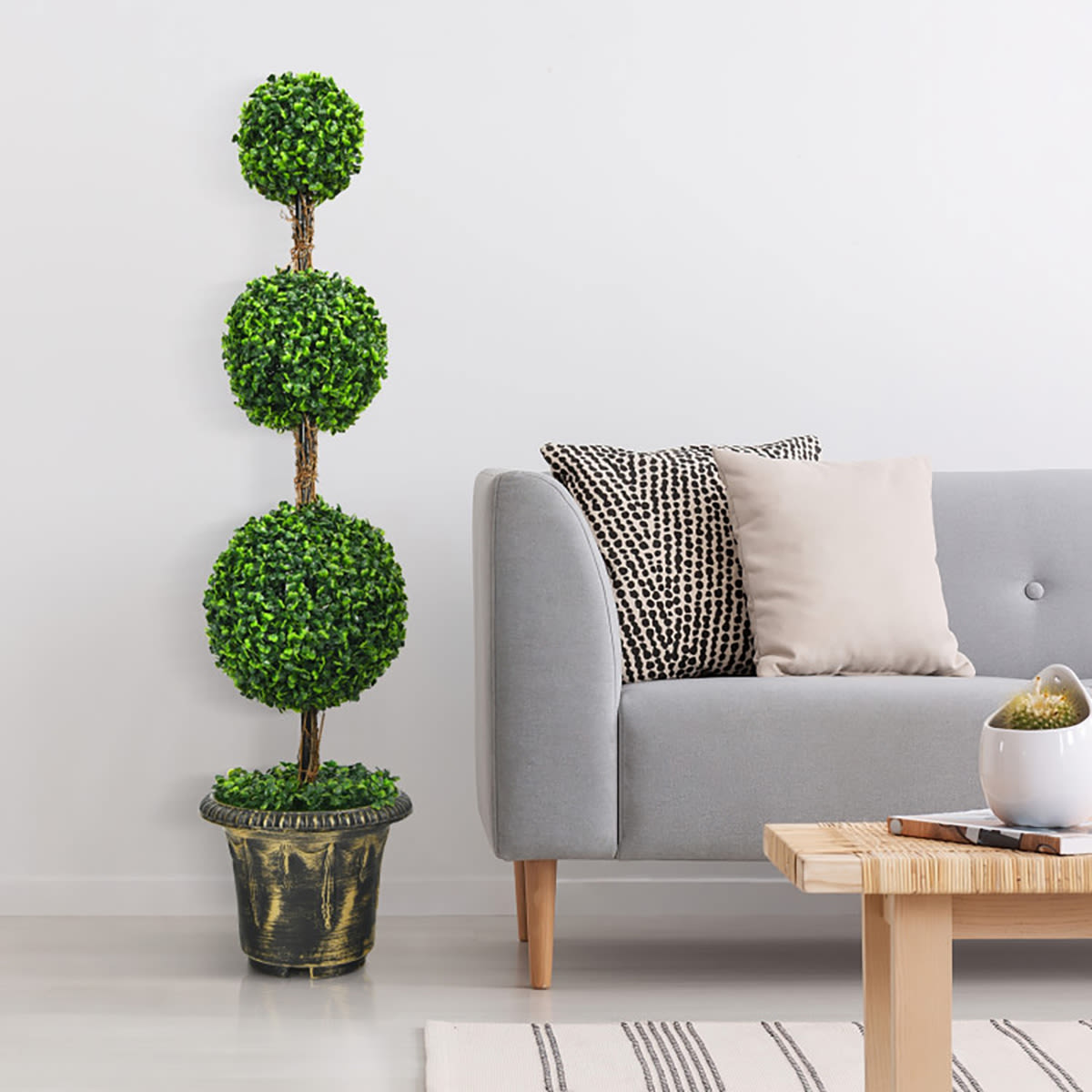 4' Artificial Topiary Triple Ball Tree