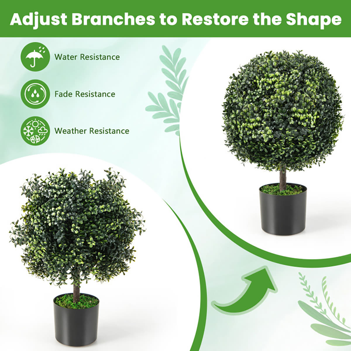 Artificial Ball Trees with Natural Look (Set of 2)