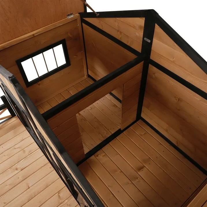 Pawhut Wooden Large Dog House, Perfect for the Porch or Deck and Includes Bottom Slide-Out Tray, 59" L, Natural 4.2 stars out of 51 reviews (4.2)| 51 ratings