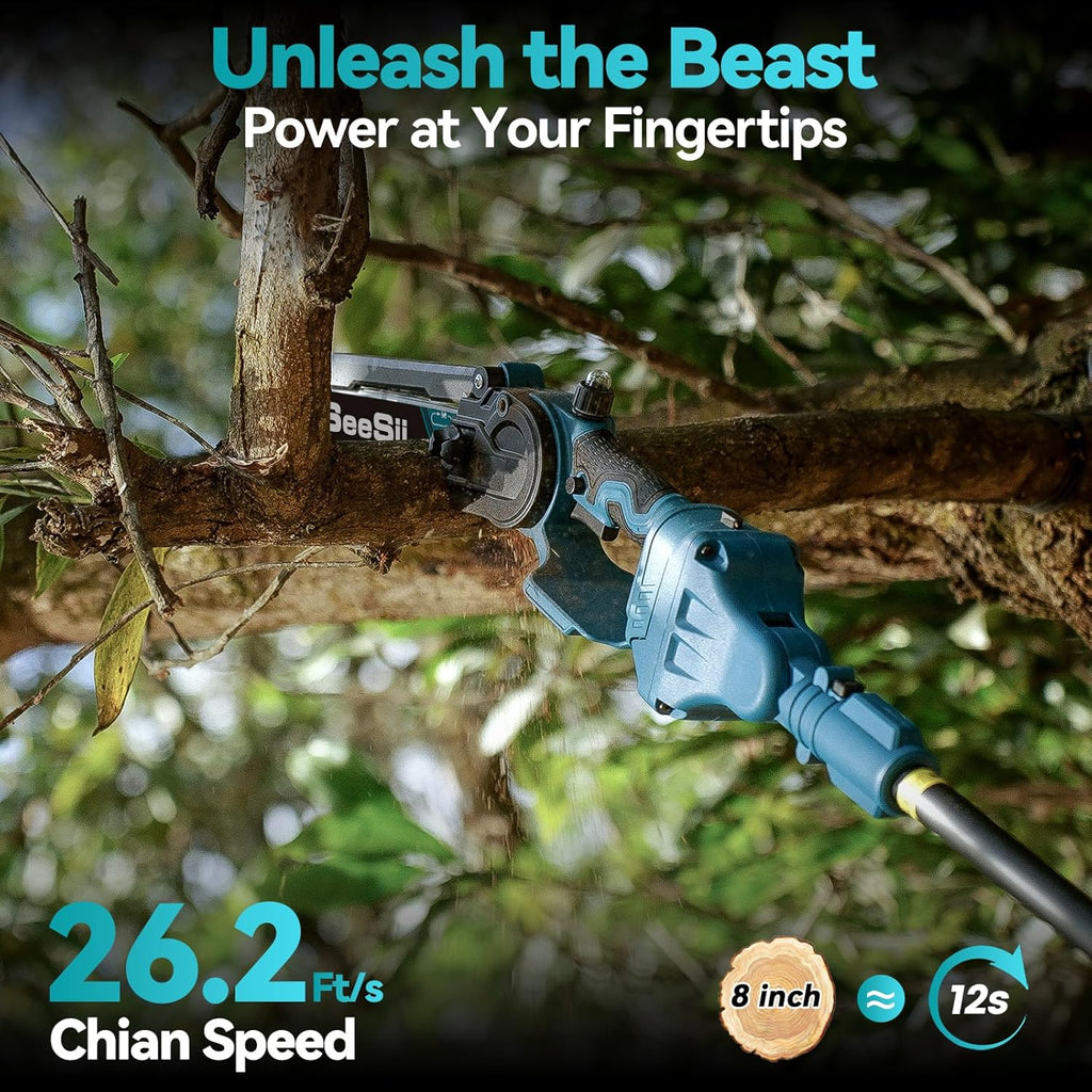 Seesii 2 in 1 Cordless 8 inch Pole Saw & Mini Chainsaw