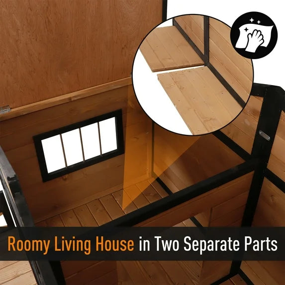 Pawhut Wooden Large Dog House, Perfect for the Porch or Deck and Includes Bottom Slide-Out Tray, 59" L, Natural 4.2 stars out of 51 reviews (4.2)| 51 ratings