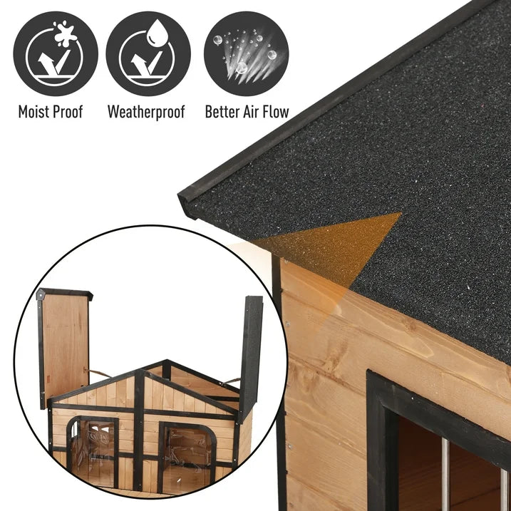 Pawhut Wooden Large Dog House, Perfect for the Porch or Deck and Includes Bottom Slide-Out Tray, 59" L, Natural 4.2 stars out of 51 reviews (4.2)| 51 ratings